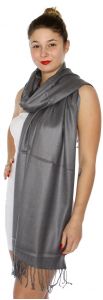 serenita D45 Silky Solid Wedding Pashmina 36 New Grey