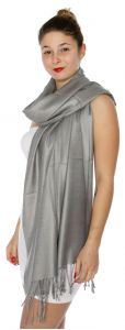 serenita D45 Silky Solid Wedding Pashmina 22 N Grey