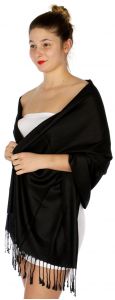 serenita D45 Silky Solid Wedding Pashmina 01 Black