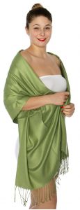 serenita D45 Silky Solid Wedding Pashmina 15 A Green