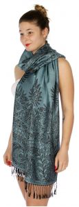 serenita D14 Symmetrical big paisley pashmina Cerulean