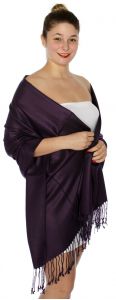 serenita D45 Silky Solid Wedding Pashmina 49 G Violet