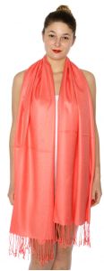 serenita D45 Silky Solid Wedding Pashmina 60 L Coral