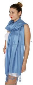 serenita D45 Silky Solid Wedding Pashmina 20 Blue