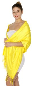 serenita D45 Silky Solid Wedding Pashmina 38 Yellow