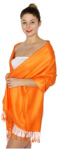 serenita D45 Silky Solid Wedding Pashmina 39 Orange