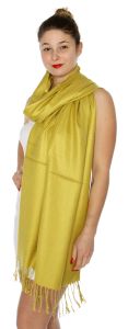 serenita D45 Silky Solid Wedding Pashmina 40 Green Gold