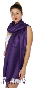 serenita D45 Silky Solid Wedding Pashmina 42 Eggplant