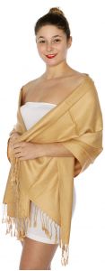 serenita D45 Silky Solid Wedding Pashmina 50 Camel