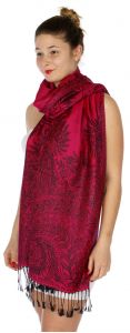 serenita D14 Symmetrical big paisley pashmina Fuchsia
