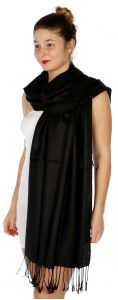 serenita D45 Silky Solid Wedding Pashmina 01 Black