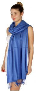 serenita D45 Silky Solid Wedding Pashmina 10 R Blue