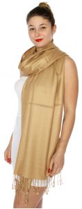 serenita D45 Silky Solid Wedding Pashmina 63 Sand