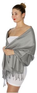 serenita D45 Silky Solid Wedding Pashmina 22 N Grey
