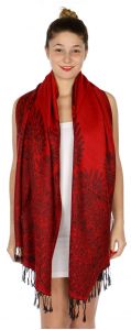 serenita D14 Symmetrical big paisley pashmina Red