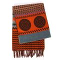 SERENITA O61 Cashmere Feel Scarf Tribal pattern Orange Brown fashionunic