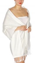 serenita D45 Silky Solid Wedding Pashmina 02 White