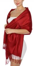 serenita D45 Silky Solid Wedding Pashmina 35 L Wine