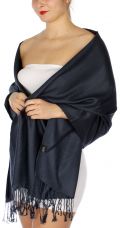 serenita D45 Silky Solid Wedding Pashmina 05 Navy