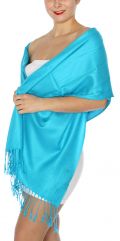 serenita D45 Silky Solid Wedding Pashmina 34 Turquoise