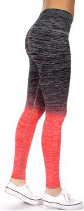 SERENITA E36A Workout yoga long leggings ombre print Black/Coral