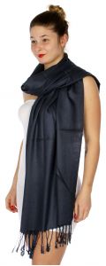 serenita D45 Silky Solid Wedding Pashmina 05 Navy