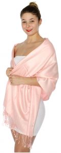 serenita D45 Silky Solid Wedding Pashmina 23 Peach