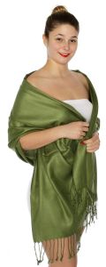 serenita D45 Silky Solid Wedding Pashmina 52 Moss