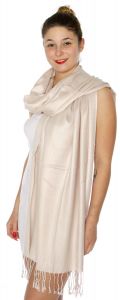 serenita D45 Silky Solid Wedding Pashmina 55 M Beige