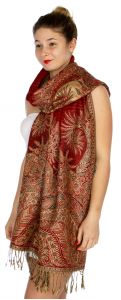 serenita D40 Big Paisley Pashmina 04 Fire Brick