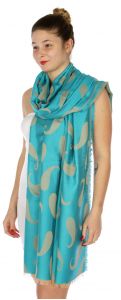 serenita D34 Reversible baby paisley pashmina Turquoise