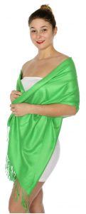 serenita D45 Silky Solid Wedding Pashmina 47 Green