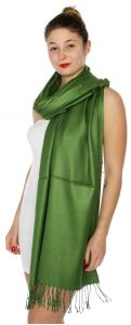 serenita D45 Silky Solid Wedding Pashmina 59 H Green