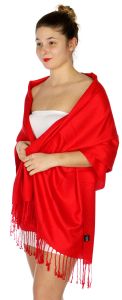 serenita D45 Silky Solid Wedding Pashmina 04 Red