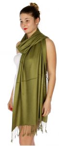 serenita D45 Silky Solid Wedding Pashmina 08 Olive