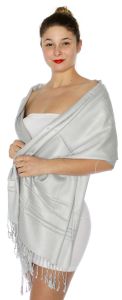serenita D45 Silky Solid Wedding Pashmina 28 Silver