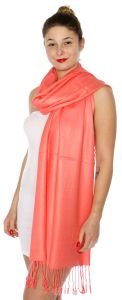 serenita D45 Silky Solid Wedding Pashmina 60 L Coral