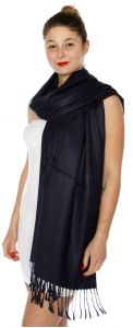 serenita D45 Silky Solid Wedding Pashmina 62 Deep Navy