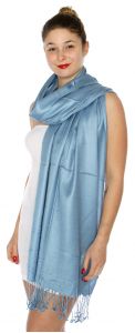 serenita D63 Silky Solid Wedding Pashmina 64 Denim