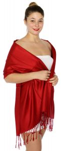 serenita D63 Silky Solid Wedding Pashmina 66 Dark Red