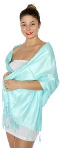 serenita D45 Silky Solid Wedding Pashmina 26 Aqua