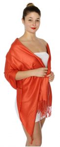 serenita D45 Silky Solid Wedding Pashmina 37 New Rust