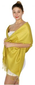 serenita D45 Silky Solid Wedding Pashmina 40 Green Gold