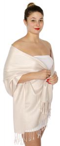 serenita D45 Silky Solid Wedding Pashmina 55 M Beige