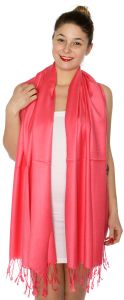 serenita D45 Silky Solid Wedding Pashmina 17 Coral