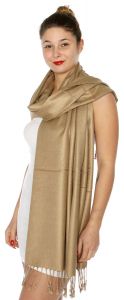 serenita D63 Silky Solid Wedding Pashmina 65 Taupe