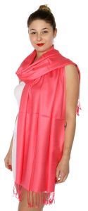 serenita D45 Silky Solid Wedding Pashmina 17 Coral