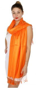 serenita D45 Silky Solid Wedding Pashmina 39 Orange