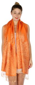 serenita D14 Symmetrical big paisley pashmina Orange