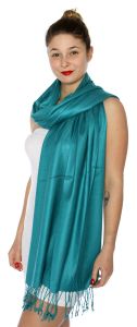 serenita D45 Silky Solid Wedding Pashmina 13 Teal